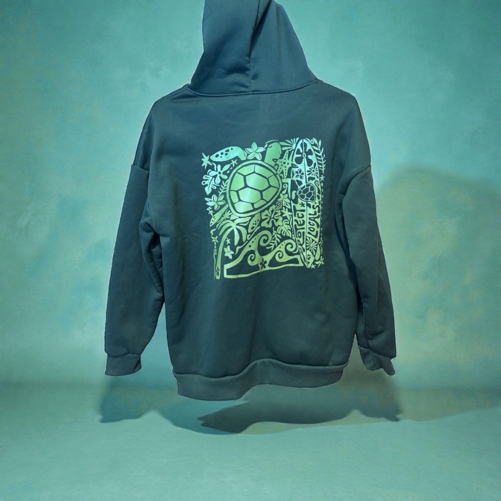 Turtle Protect Local Green Hoodie Small Trending - Picture 3 of 5